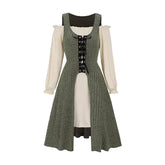 2025 Women's Dresses Sets Off The Shoulder Ruffles Mini Dress And Lace Up Ribbed Top Two Piece Set Long Sleeve Dress