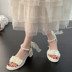 Black Platform Sandals Female Shoe Summer Lace Denim Women's High Heels Med Espadrilles Girls Laces Fashion Gladiator Beige