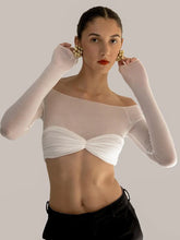 See Through Mesh Crop Top Women Pullovers Strapless Short Knit Cropped Tops Ladies Tee Shirt Sexy Off-shoulder T-shirt