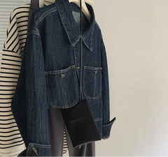 Vintage Jeans Jacket for Women Crop Tops 2025 Ropa Mujer Streetwear Fashion Loose Outwear Pockets Casual Korean Y2k Coat 27p746