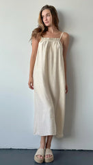 Backless Loose Kahki Pajamas 100% Cotton Casual Comfortable Long Dress Solid Color Homewear Sleepwear Summer Women Dresses