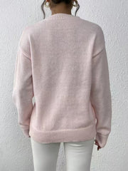 Autumn and Winter Women's Bead Embroidered Bow Sparkling Long Sleeve Hooded Knitted Sweater
