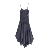 Black Gray Irregular Summer Slip Dress Solid Color Folds Fashion Women Dress Streetwear Y2K Long Dress Vestidos 2025 New