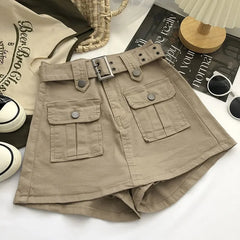 Summer Safari Style Women Denim Pantskirt High-waist Short Slim A-line Jean Skirts Lady Anti-expose Lining Wide-leg Shorts