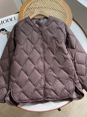 Winter Casual Women V-neck Single Breasted White Duck Down Coat Female Ultra Light Puffer Parka Outwear