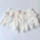 Ruffle Bloomers Women y2k Aesthetic Lolita Kawaii Cute Bowknot Lace Layered Safety Pants Fairycore Panties Underwear