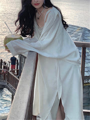 Sunscreen Shirts Women Summer New Long Sleeve Elegant Fashion Loose Beach Outerwear Sun Thin Cardigan Female Long Tops