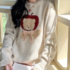 Kawaii Sweaters Cartoon Women Harajuku Sweet Knitted Pullovers Autumn Winter Fashion Oversize Cute Aesthetics Sweaters