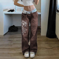 Harajuku Grunge Vintage Low Waisted Cargo Pants Y2K Aesthetics Indie Women&/39;s Jeans Pockets Korean Streetwear Retro Trousers