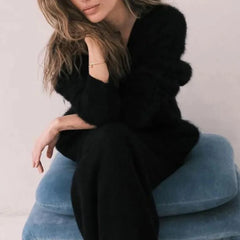 Sexy Cardigans Women Korean Fashion Vintage Knit Loose Sweaters Women Black Long Sleeve Top Knitted Button Up Pink Top Mohair