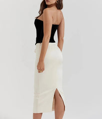 Elegant Sexy Skirt Two Piece Set Women Strapless Bandage Crop Top And Maxi Skirt Female Fashion Club Party Sexy Sets