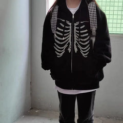 Euramerican Autumn Winter High Street Sweatshirts Y2k Aesthetic Gothic Diamond Design Harajuku Cardigan Loose Vintage Clothes