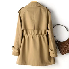 Spring Autumn Women Clothes New Women's Windbreaker Khaki Lapel Double Button Jacket Loose Trench Coat Female Outwear