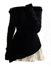 Autumn Winter Women Ballet Core Korean Suit JK Gyaru Coquette Outfits 2 Piece Set Slash Neck Knit Tops + Kpop Mini Lace Skirt