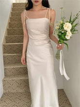 White Satin Elegant Luxury Slip Dress Fashion Solid Color Slit Slim Chic Long Dress 2025 Summer New Wedding Party Female Clothig