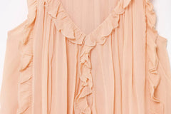 Fashion Ruffle Chic Summer Tank Top For Women Chiffon Solid Color Loose Sleeveless Top V Neck Sweet Hic Woman Vest New