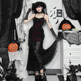 Mall Goth Dress Women Fairycore Grunge Spaghetti Strap Lace Patchwork High Waist Bodycon Dress Partywear