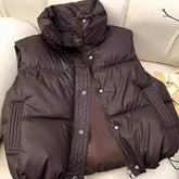 Pbong Hot Sale Of The Season New Women's down Cotton Vest Short Loose Outerwear Fashionable Autumn Winter Design Pure Color Cotton Jac
