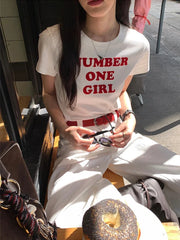 Solid Letter Printed Short Sleeve Tee Summer Tops O-Neck Sliming Women's Short Sleeve T-shirt Casual Fashion Korean Clothing Y2k