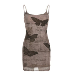 Grunge Sleeveless Printed Halter Skinny Dress