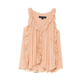 Fashion Ruffle Chic Summer Tank Top For Women Chiffon Solid Color Loose Sleeveless Top V Neck Sweet Hic Woman Vest New