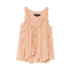 Fashion Ruffle Chic Summer Tank Top For Women Chiffon Solid Color Loose Sleeveless Top V Neck Sweet Hic Woman Vest New