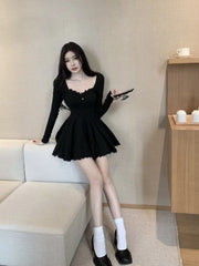 Sexy Black Lace Dress Women Bodycon Wrap Slim Party Mini Short Dresses Evening Fashion 2022 Long Sleeve Outfits