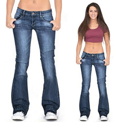 Pbong Slimming Wide Leg Jeans Women's Bell Bottoms Bootcut Denim Jeans Water Washed Casual Long Trousers Female Fashion
