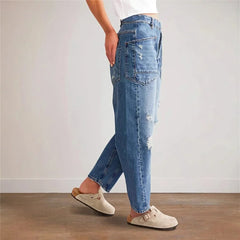 Pbong Street Style Irregular Print Vintage Jeans High Waist Straight Leg Trousers Trendy Person Cross-Border Spring Fashion