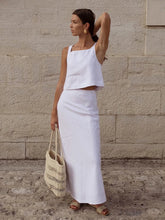 Cotton Linen Tank Top And Long Skirt Two Piece Set White Vest + Long Skirt Vacation Suit Simple Summer Woman Clothing 2025 Mew
