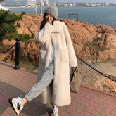 New Mid Length Fur Fur Coat for Women's Winter Environmental Protection Plus Cotton Thickened Lamb Hair Coat Fur Coat