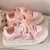 Pbong Spring Autumn Lemon Sugar Yellow Thick Bottom Sports Shoes High Aesthetic Casual All-Match Flat Women's Shoes Rubber Outsole