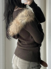Solid Hooded Knitted Autumn Winter New Sweater Cardigan Women Long Sleeve Retro Causal Style Korean Sweater Coat