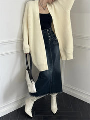 Open Front Knit Cardigan Sweater Women Cozy Plain Shrug Cardi Longline Sweater Jacket Fall Winter Casual Chic Outfit