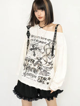 Pbong Y2k Long sleeve T shirt Women Off shoulder Oversize Tops Female Spring Autumn Vintage Holes Basic Tees Streetwear Chic