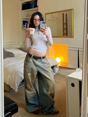 jaded london dirt-dyed blue jeans wide-leg straight-leg Dirtyfit faded old slacks