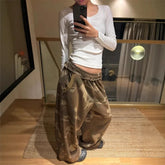 Pbong American Style Hot Girl Camouflage Wide Leg Pants Women's Autumn Winter New Straight Casual Loose Sports Sweatpants Design Long