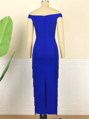 Pbong mid size graduation outfit romantic style teen swag clean girl ideas 90s latina aestheticWomen Dresses Blue Tassels Fringe Sexy Party Off Shoulder Sleevless Elegant Bodycon Long Cocktail Birthday Outfits Celebrate New