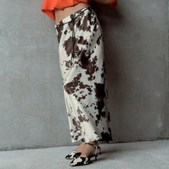 Animal Pattern Printed Midi Skirt Women Summer Fashion Belt A-Line Long Skirt Vintage High Waist Female Chic Lady Skirts 2025