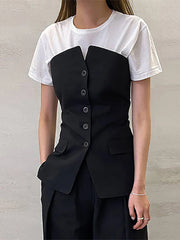 Elegant Strapless Tube Tops Women Off Shoulder Slim Sleeveless Backless Single Breasted Black Vests Autumn Office Lady Outwears