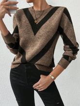 New autumn and winter geometric pattern round neck long sleeved knitted sweater