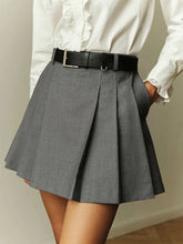 Fashion Solid Gray Pleated Short Skirt 2025 New Spring Summer High Waist A-line Women Skirts College Style Sweet Woman Clothing