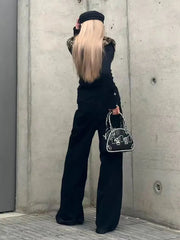 Street Hot Girl Style Leopard Print Sexy Knitted Cardigan Women's Autumn American Vintage Y2K Sweater Harajuku Casual Tops
