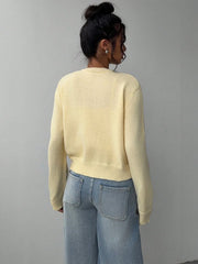 Autumn and winter new simple plain color long sleeved cardigan knitted sweater