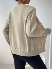 Autumn and winter simple embroidered women's long sleeved knitted cardigan sweater