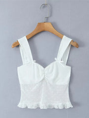 2025 New Polka Dot Tank Crop Top And Ruffle Short Skirt Sweet Chic Summer Outfits Bow Vest + Pleat Skirt Fashion Two Piece Set