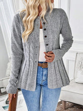 Women's simple solid color long sleeved cardigan knitted sweater for autumn and winter