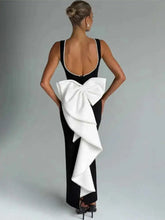 Elegant Pearl Bow Backless Sexy Maxi Dress Women Gown Fashion Sleeveless High Waist A-line Club Party Long Dress