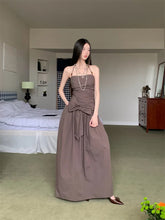 Ruched Backless Halter Maxi Dress For Woman Summer 2025 Tunic Ball Gown Strapless Long Dress Elegant Party Clothes