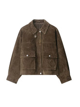 Women Fashion Faux Leather Bomber Jacket Coat Long Sleeve Front Patch Pockets Female Outerwear Chic Tops